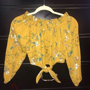 Cropped Floral Off-The-Shoulder Blouse